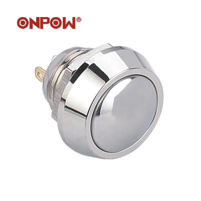 China Momentary 1NO Stable Qualified ONPOW 12mm Momentary Switch 1NO SPST Metal Brass Push Button Switch (CE,ROHS) for sale