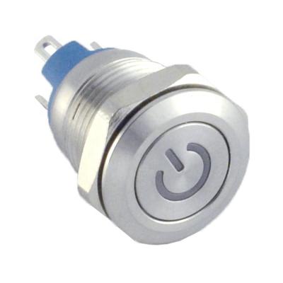 China 1NO momentary new! small type with bright symbol ON/OFF ON/OFF 12mm LED light by metal push button switch for sale