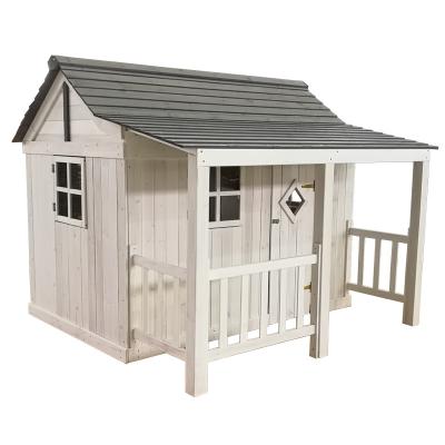 China Easily Assembled Wooden Kids Backyard Playhouse With Balcony for sale