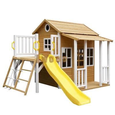 China Easily Assembled Wooden Playhouse Maker Children Kids Playhouse With Slide for sale