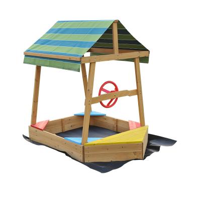 China Easily Assembled Kids Boat Sandbox with Canopy Steering Wheel and Bench for sale