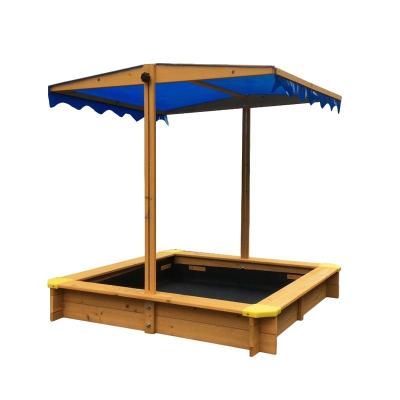 China Easily Assembled Wooden Playground Canopy Wooden Kids Sandpit Sandpit With Bench for sale