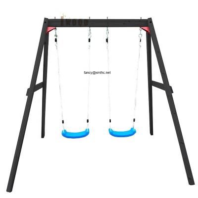 China Outdoor play wooden children swing set with double angled seats.customized color black red blue for home use above 3 years old for sale