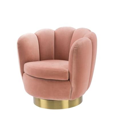 China Other Nordic Style Velvet Comfortable Legs Gold Pink Shell Shaped Armchair Cafe Sofa Chair for sale