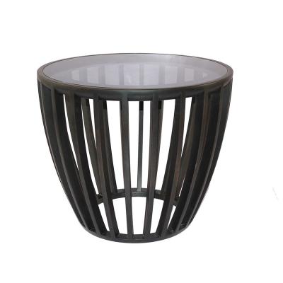 China Adjustable (other) Modern Living Room Bamboo Furniture Unique Glass Top Round Sofa Side End Coffee Table for sale