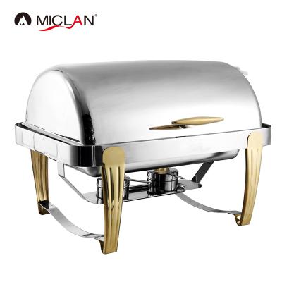 China Luxury Insulated Food Stainless Steel Gold And Silver Buffet Warmer for sale