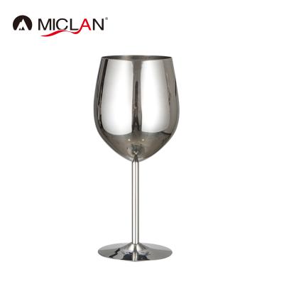 China Sustainable Unbreakable Stainless Steel Mirror Red Wine Glass for sale