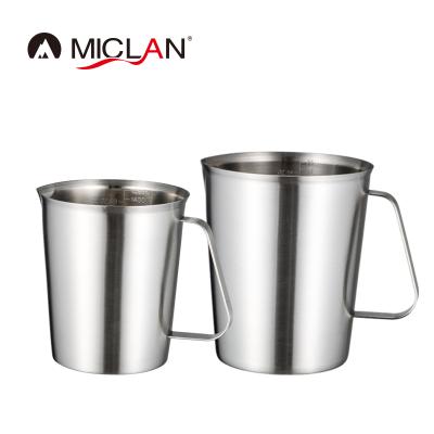 China Sustainable Stainless Steel Milk Frothing Pitcher COFFEE Measuring Cup Cooking Beaker With Marking And Handle for sale