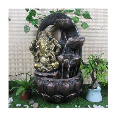 China Garden/desktop figurine solar water fountain/decoration resin indoor outdoor tabletop fountain for garden decoration with led for sale