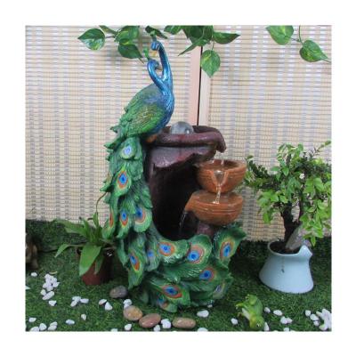 China Indoor Outdoor Decoration Garden/Office/Factory Customized Mini Outdoor Resin Peacock Water Fountain For Sale for sale