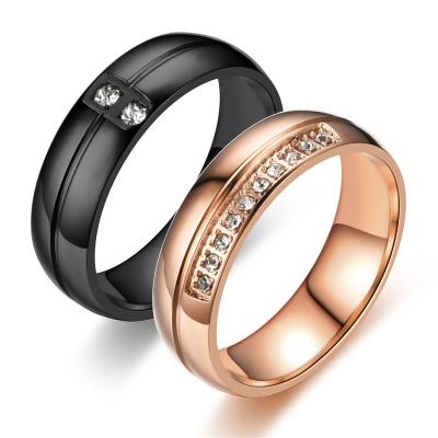 China New European and American fashion trend ring stainless steel diamond couple ring CLASSIC black ring for sale