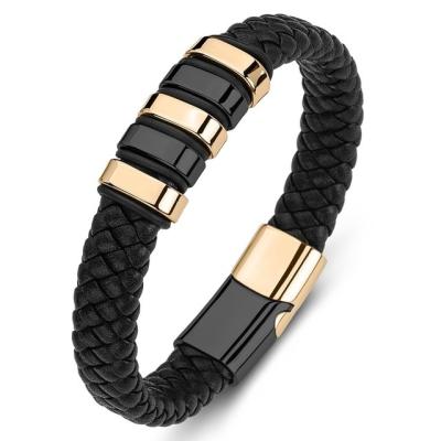 China 2021 Hot Selling CLASSIC Men's And Women's Simple Leather Titanium Steel High Quality Bracelet for sale