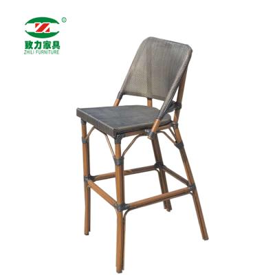 China 2020 Outdoor Cafe French Bamboo Rattan Bistro Standing Bar Stool Counter for sale