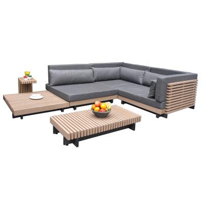 China Modern Modern Aluminum Teak Furniture Garden Sectional Outdoor Sofa for sale