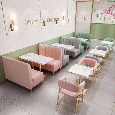 China Modern Pink Modern Restaurant Sofa Coffee Table Set Restaurant Booth Tables And Chairs Furniture for sale