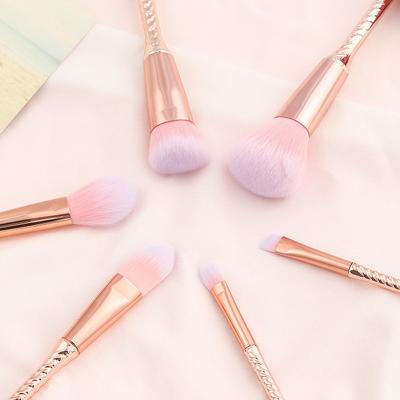 China Angular Blush Special Makeup Tools Rose Gold Peacock Handle 6pcs High Quality Facial Makeup Brush for sale