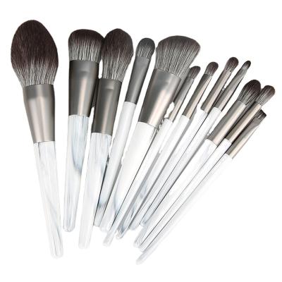 China Angular Blush Beautiful Marbled Handle Makeup Brush Wholesale 12 Pieces Black And White Brush Set Makeup for sale