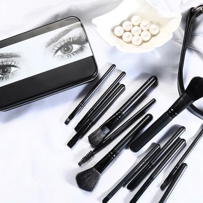 China Angular Blush Qind High Quality Dark Professional 12 Pcs Makeup Brush Set Makeup Tools for sale