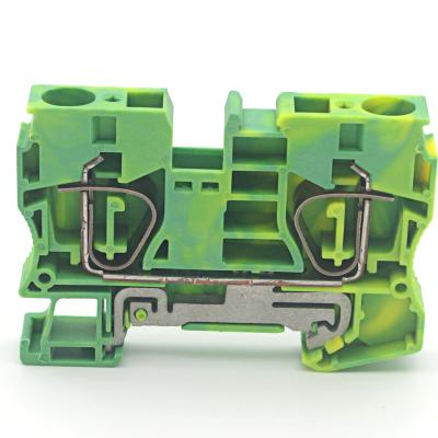 China Wire Plugging ST-10PE Din Rail Connectors Return Spring Cage Connection Ground PE Wire Pull Wire Driver for sale