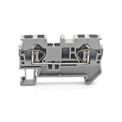 China Wire Connecting Type Square Terminal Block 4mm Guide Spring ST-4 Screwless Rail Terminal Inline Type for sale