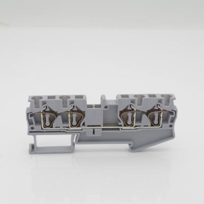 China Wire connecting ST 4 quattro double in spring two ST4-quattro two din rail terminal block two in two integrated type connection terminal for sale