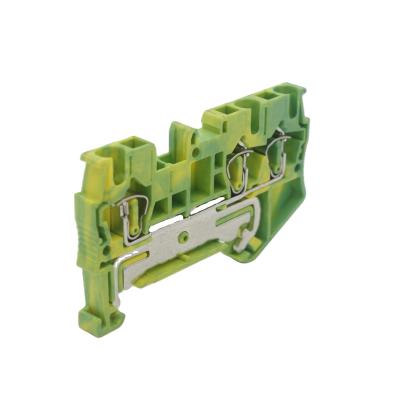 China Wire Connecting ST 2.5PE-TWIN One Into Two Ground Terminal DIN Rail Spring Terminal 4mm for sale