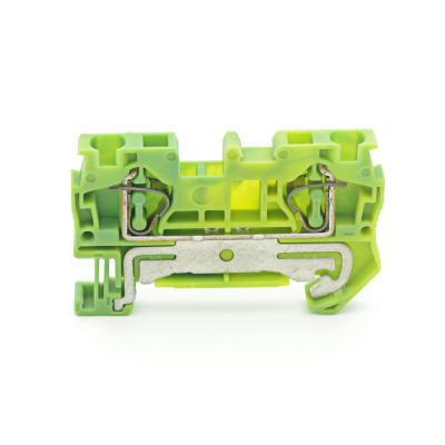 China Wire Plugging ST-4PE Din Rail Connectors Flip Spring Cage Connection Ground PE Wire Screwless Pull-Type Conductor for sale