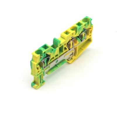 China Wire Connecting ST 4PE-TWIN One Into Two Ground Terminal DIN Rail Spring Terminal 4mm for sale