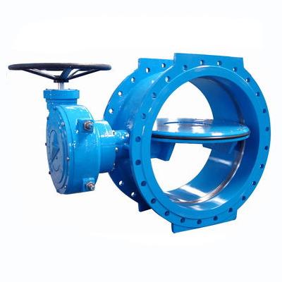 China Double flanged butterfly valve by general eccentric with gearbox and handwheel S14, En593 for sale