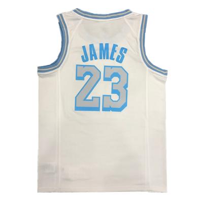 China High Quality Sublimated Custom Vest Men's Basketball Uniform Tank Top James Number Blue Yellow White Print Antibacterial Wholesale Supplier for sale