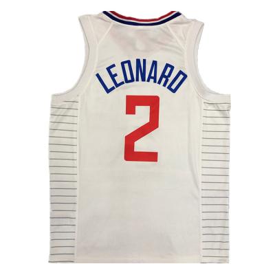 China Newest Design Basketball Tank Tops Ball Basket Shirt Kawhi Leonard 2 Antibacterial Blue Uniform Printing White Custom Basketball Vest Tank Top for sale