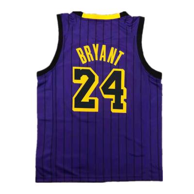 China New Antibacterial Sports Shirts Team Name and Number 24# Bryant Purple Custom Mens Basketball Tank Top Hot Pressed Kit for sale