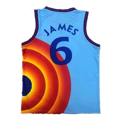 China Wholesale Custom Cheap Wholesale Antibacterial Hot Pressed Uniforms Mens James 6# Blue Basketball Tank Tops for sale