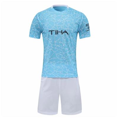 China Wholesale Thai quality European club shorts breathable quick dry sleeve white blue color men football uniform soccer jerseys kits custom cheap shirt for sale