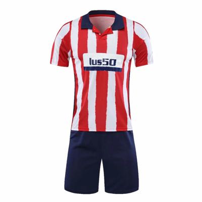 China 2021 Wholesale Quick-drying European club polyester fans sportswear soccer uniform red blue set quick-drying custom made mens football singlet for sale