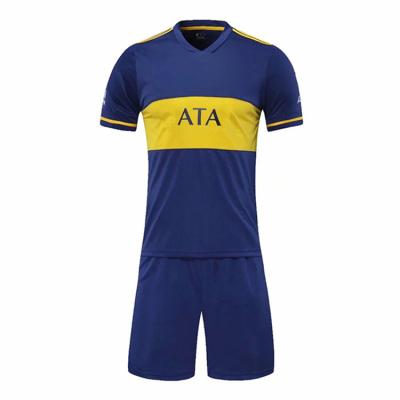 China 2021 Wholesale Quick-Drying Club Short Sleeve Mens Soccer Wear Blue White Blue Uniform Set Custom Cheap Kits Soccer Jerseys for sale