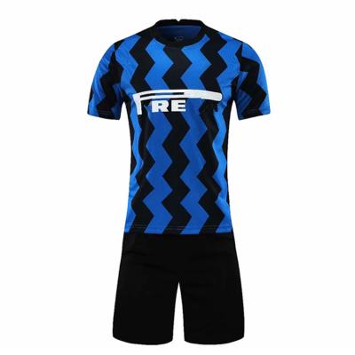 China European Factory Wholesale Price Quick-drying Sportswear Polyester Cheap Customized Club Football Shirts White Blue White Set Soccer Jersey for sale