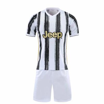 China Factory Wholesale Price Quick-Drying Sportswear Black White Short Sleeve Custom Football Uniform Shirts Set Italy Club Stripe Soccer Jersey for sale