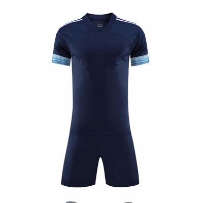 China 2021 Wholesale Supplier Breathable Quick Dry Sports Wear T-Shirts White Blue Short Sleeve Cheap Custom Soccer Jersey Football Uniform Set for sale