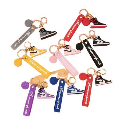 China Cute Promotional 3D Custom Silicone Rubber Sneaker Key Chains Fashion Promotion Gift Key Chain Charms Wholesale N ike Shoe Keychains for sale