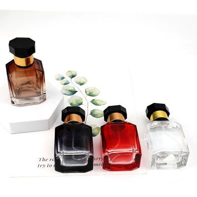 China High Quality Skin Care Car Travel Square Color Gradient 30ml Glass Cosmetic Perfume Bottle Essential Oil Cosmetics for sale