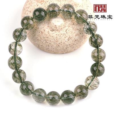 China Feifan Crystal Round Bead Bracelet Is Pure Natural And Good Quality Green Rutilated Quartz Bracelet for sale