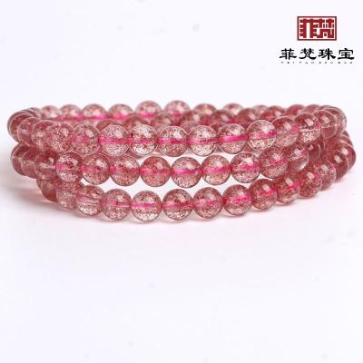 China Feifan Crystal round bead bracelet is pure natural and good quality strawberry 3laps bracelet for sale