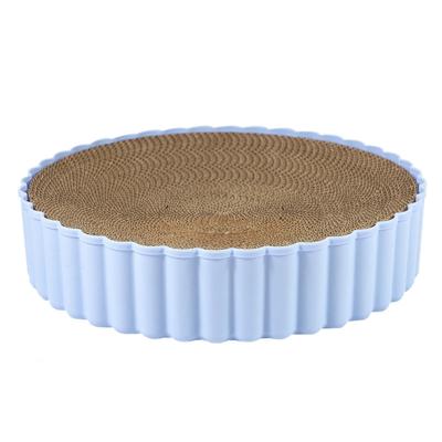 China Hot Selling Large Stocked Round Wrinkled Cat Grinding Claw Catnip Scratch-Resistant and Wear-Resistant Cat Scratching Board for sale