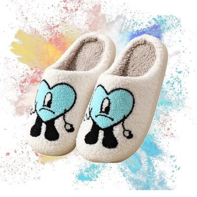 China Plush Winter Christmas Halloween Un Verano Sin Ti Slips House Warm Bad Bunny Slippers Heart Slip Fur Indoor for sale