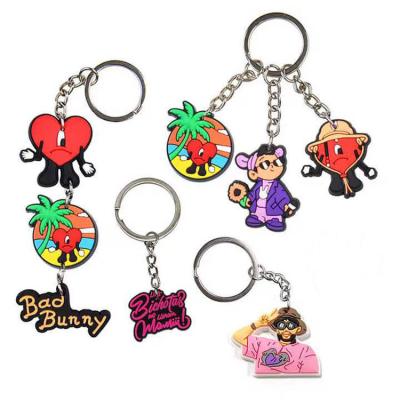 China Fashional Souvenir Gifts 12 Color PVC Self Defense Bad Bunny Charm Keychain Heart Bad Bunny Un Verano Sin Ti Keychain for sale