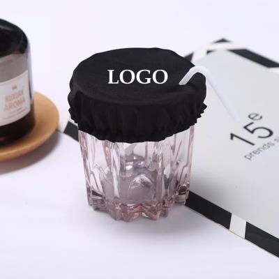 China Free Sample Child Safe Custom Logo Waterproof Drinks Cover Nailing Cup Lid Cover Glass Cup Black Elastic Condom For Drinks for sale