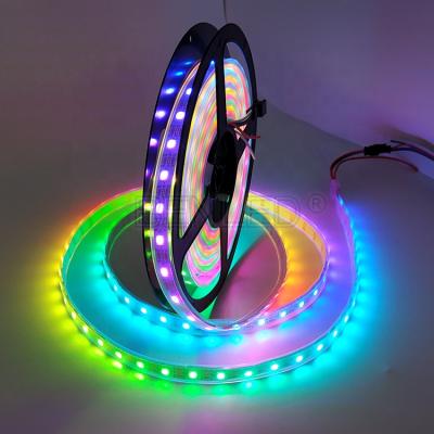 China DC 5V RGB Magic Full Color Accessible Theme Park WS 2812B 30 60 144 LED Flexible LED Strip Light WS2812B IC for sale