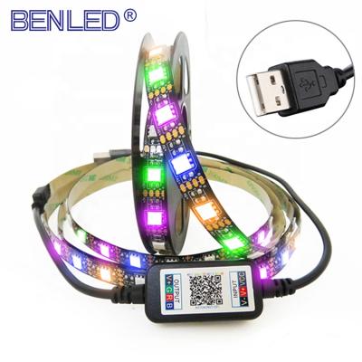 China Hotel New Arrivals SMD 5050 RGB DC 5V USB Powered Led Strip Light With Controller for sale