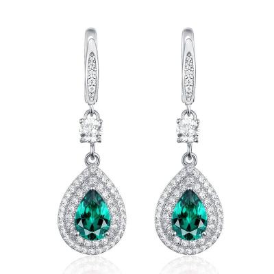 China CLASSIC Sterling Silver Emerald Mint Sapphire Topaz Emerald Aquamarine Gemstone Solid 925 Long Drop Clip Earrings For Women Fine Jewelry for sale